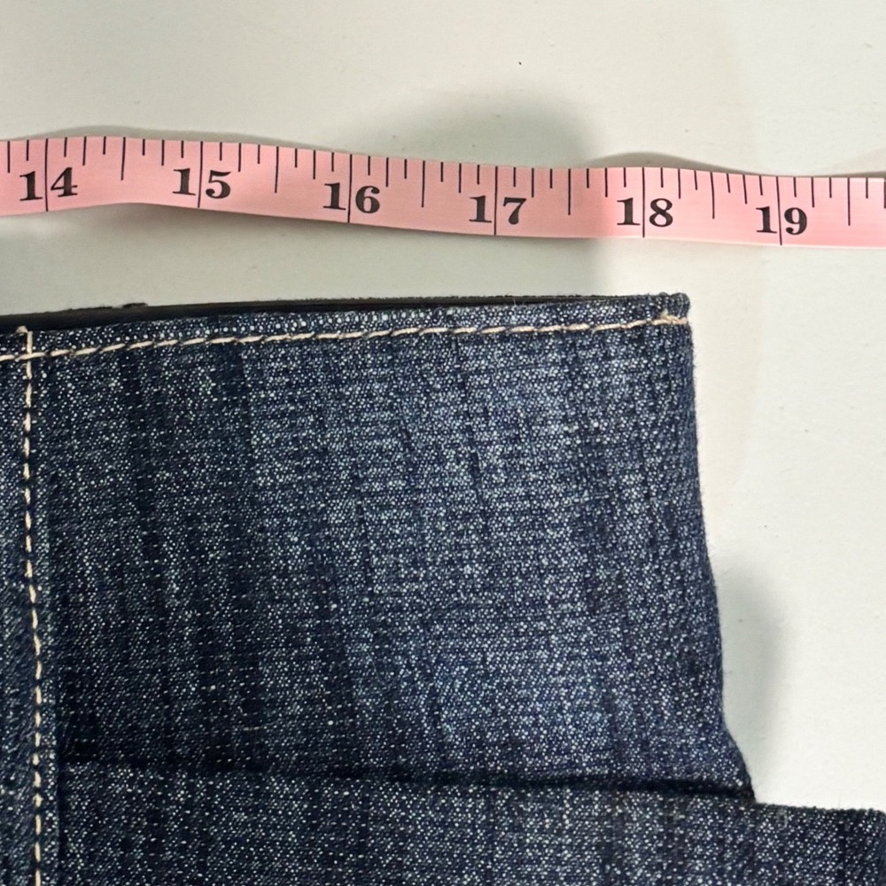 True Religion Denim Tote Bag Frayed Trim Blue Dark Wash Y2K Buddha World Tour - Picture 14 of 15